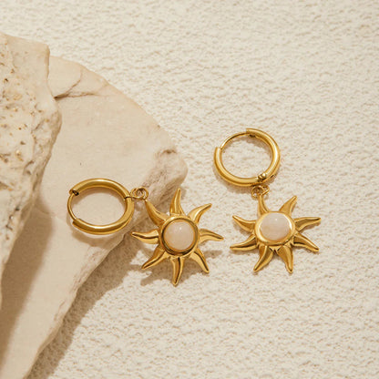 [Echo Fine]Helia Sun-shaped Moonstone Earrings