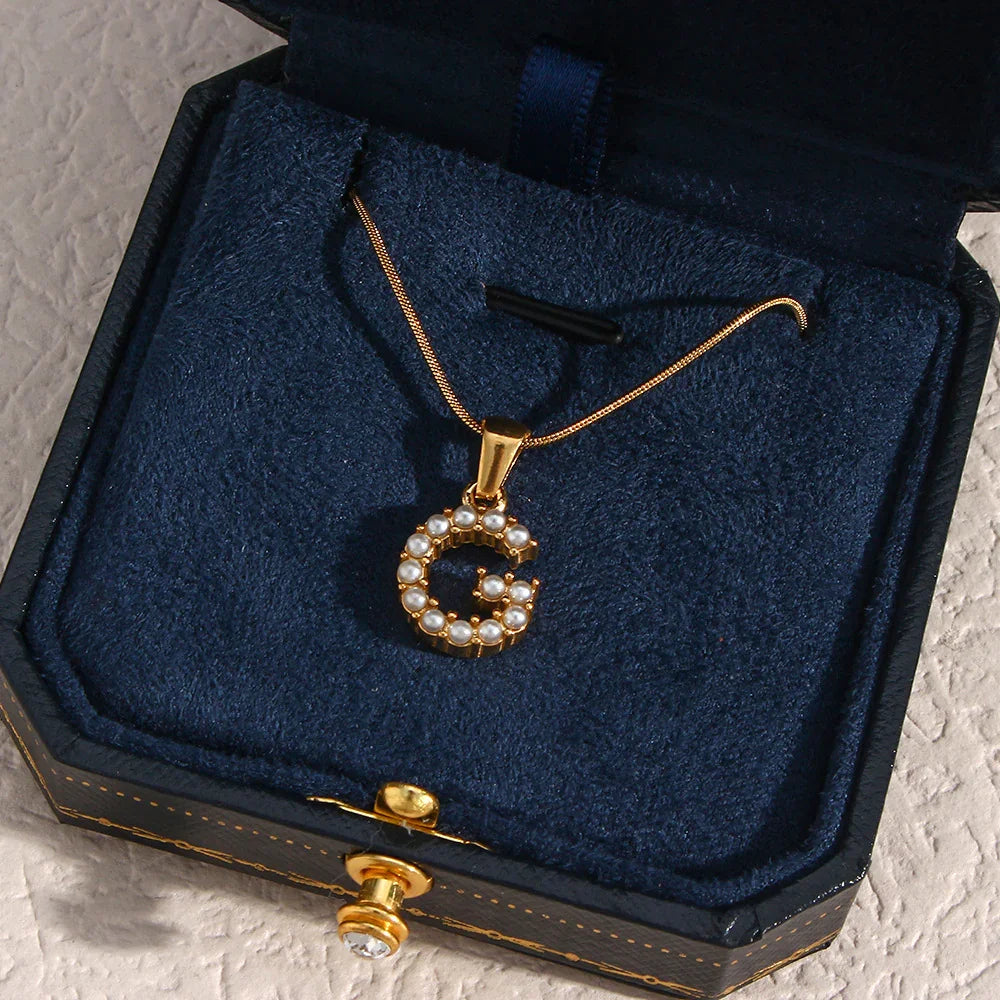 [Echo Fine]Augustine Initial Letter Pearl Necklace