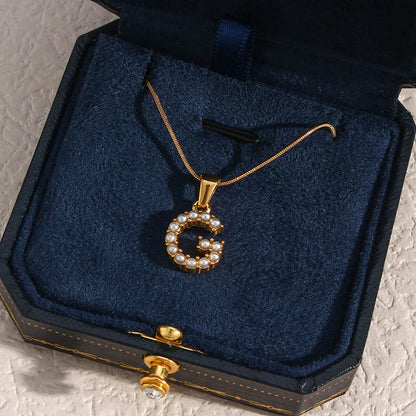 [Echo Fine]Augustine Initial Letter Pearl Necklace