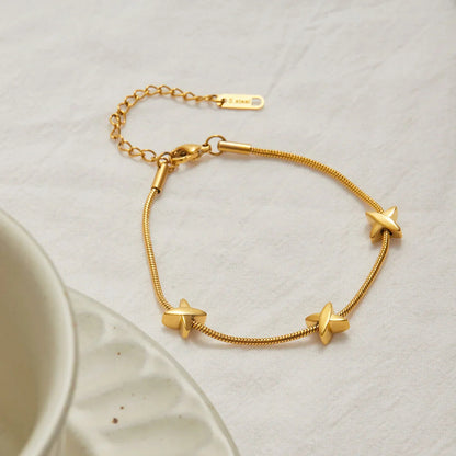 [Echo Fine]Brienne Diamond Cross Herringbone Bracelet