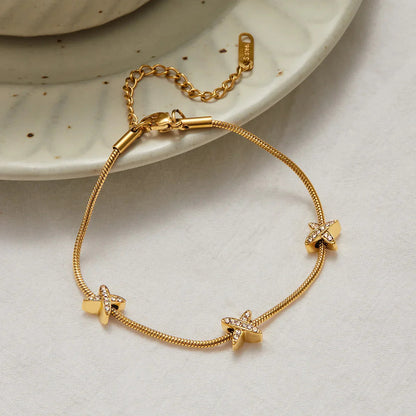 [Echo Fine]Brienne Diamond Cross Herringbone Bracelet