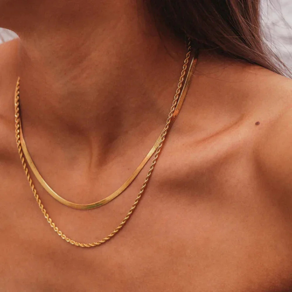[Echo Fine]Hailey Layered Gold Chain Necklace