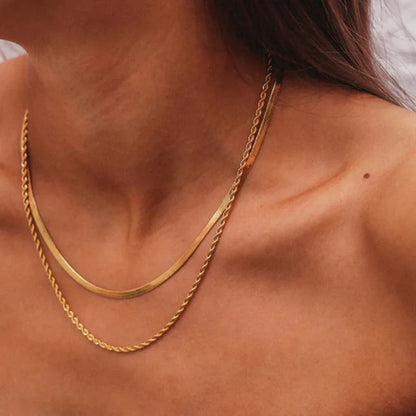 [Echo Fine]Hailey Layered Gold Chain Necklace