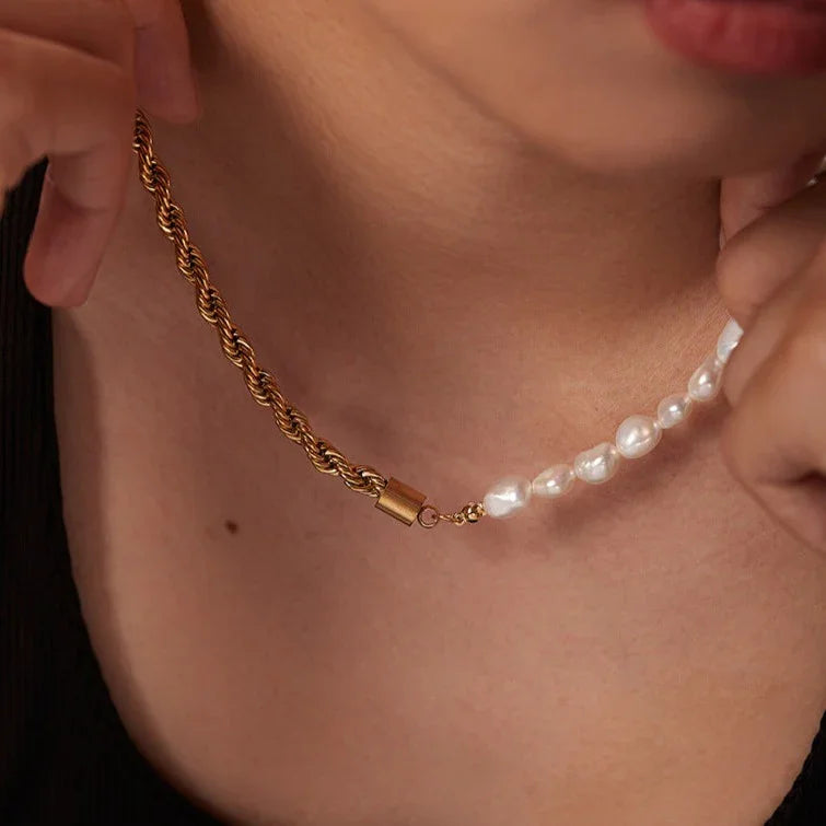[Echo Fine]Dualia Gold Pearl Necklace