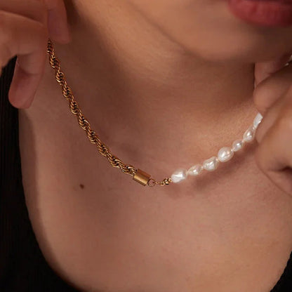 [Echo Fine]Dualia Gold Pearl Necklace