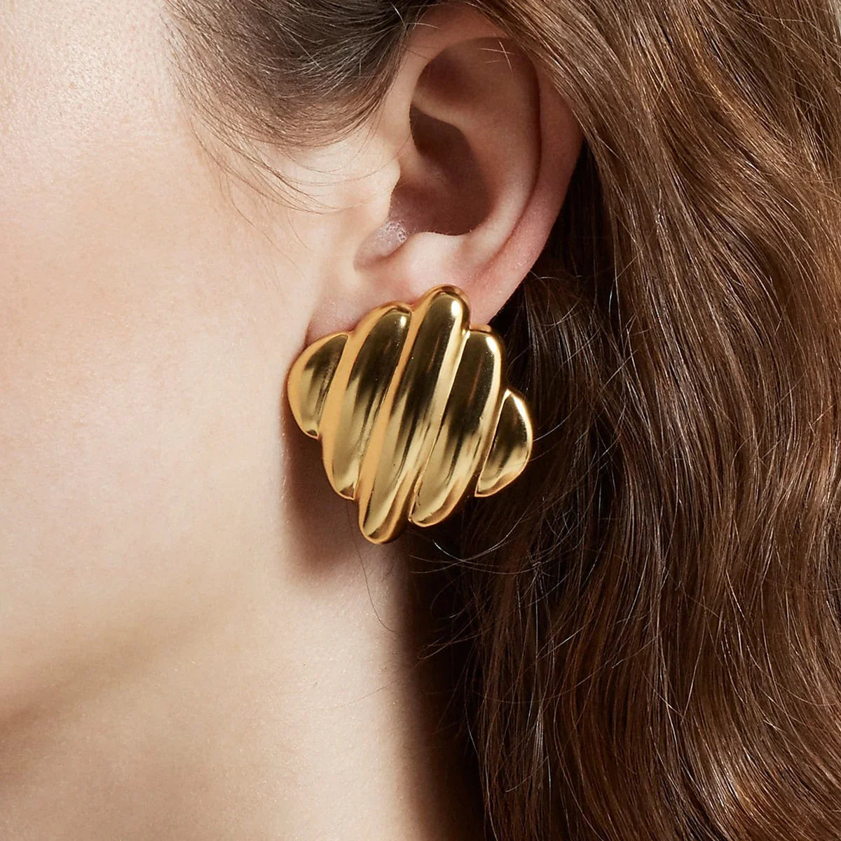 [Echo Fine]Maxine Rippled Gold Earrings