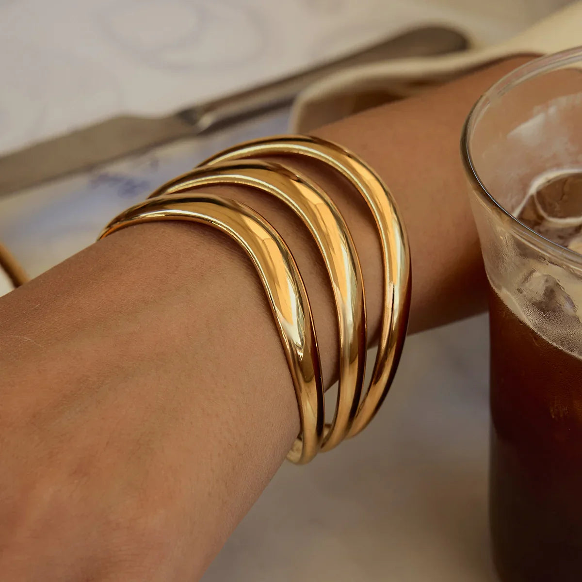 [Echo Fine]Meredith Triple Layer Gold Bangle