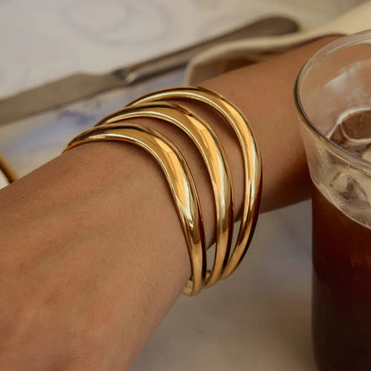 [Echo Fine]Meredith Triple Layer Gold Bangle