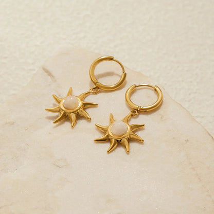 [Echo Fine]Helia Sun-shaped Moonstone Earrings