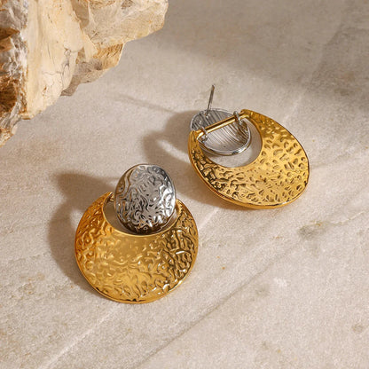 [Echo Fine]Shelly Two Tone Crescent Earrings