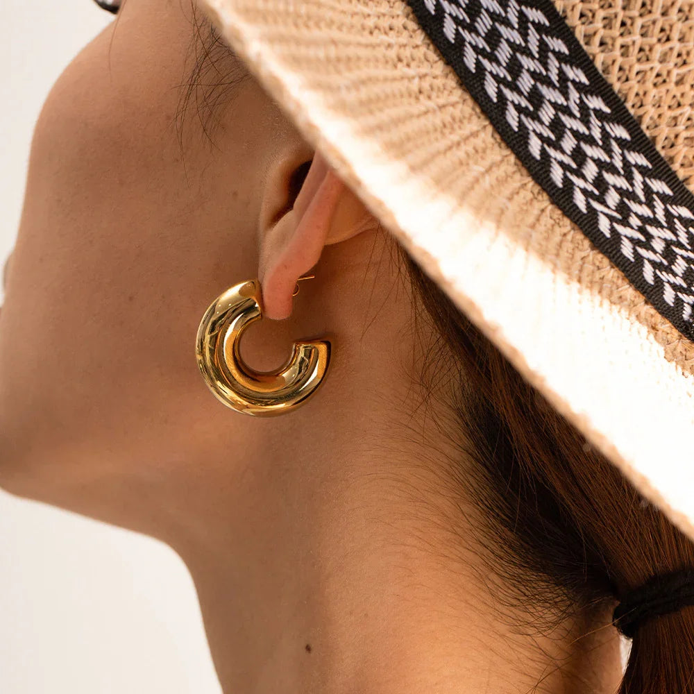 [Echo Fine]Natalia Chunky Gold Hoops
