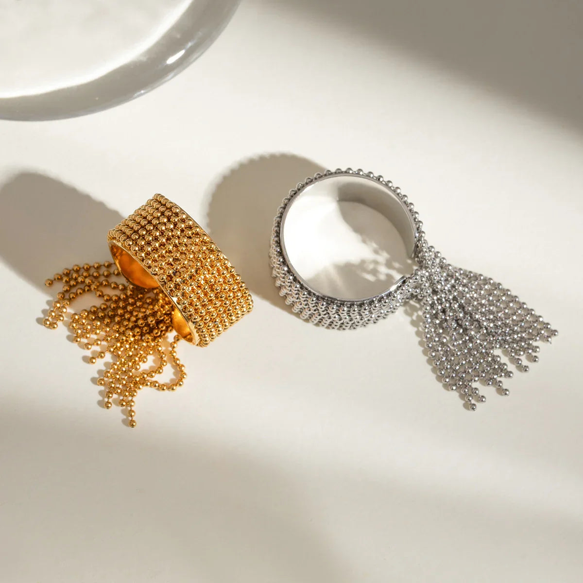 [Echo Fine]Krystelle Gold Tassel Ring