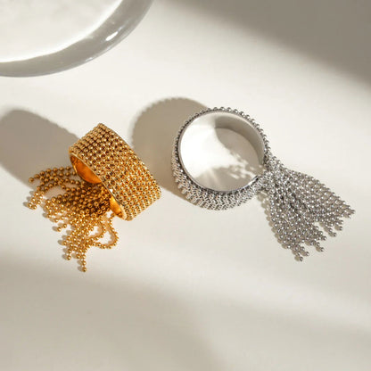 [Echo Fine]Krystelle Gold Tassel Ring