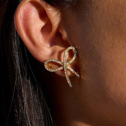 [Echo Fine]Dannah Diamond Bow Tie Earrings