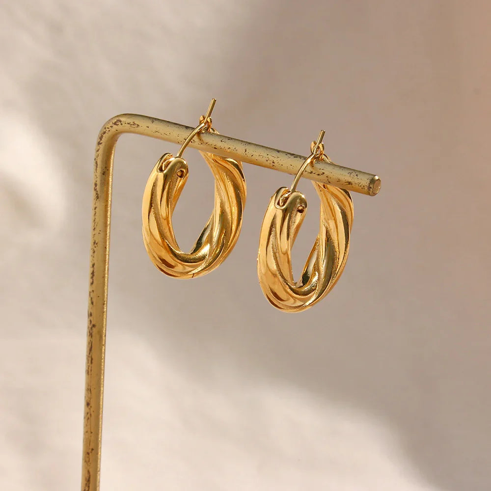 [Echo Fine]Denisse Twisted Hoop Earrings