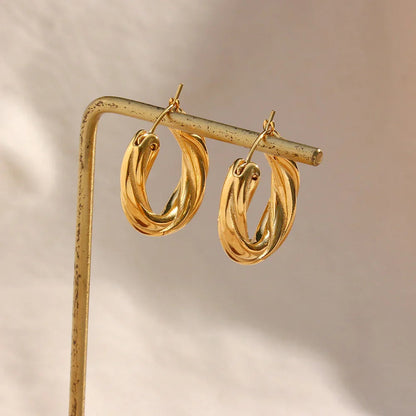 [Echo Fine]Denisse Twisted Hoop Earrings