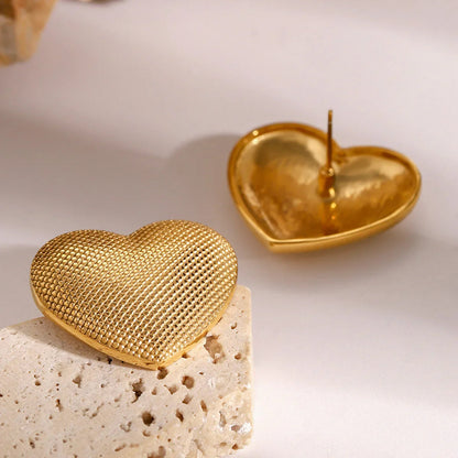 [Echo Fine]Cecelia Textured Heart Earrings