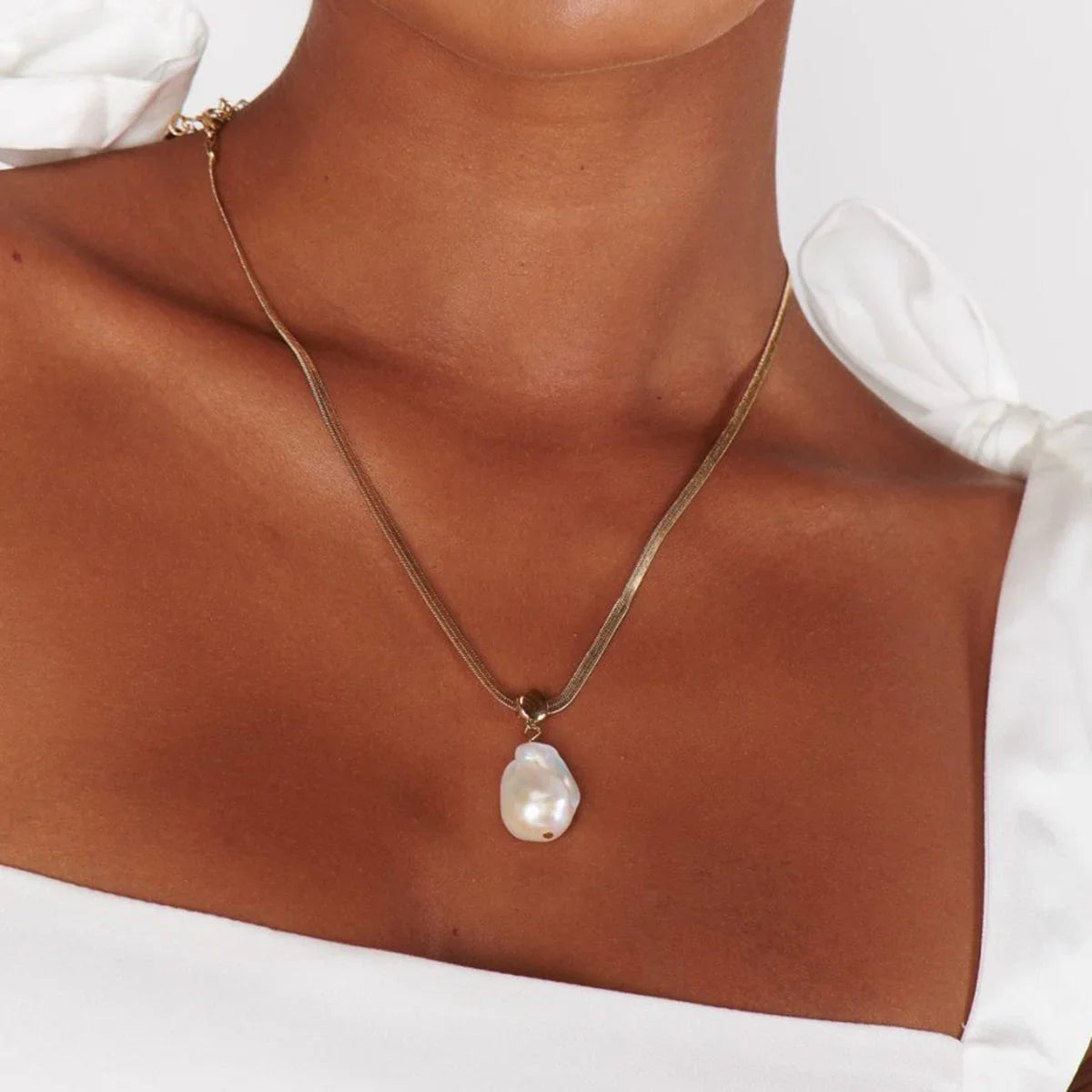 [Echo Fine]Glorietta Herringbone Pearl Necklace