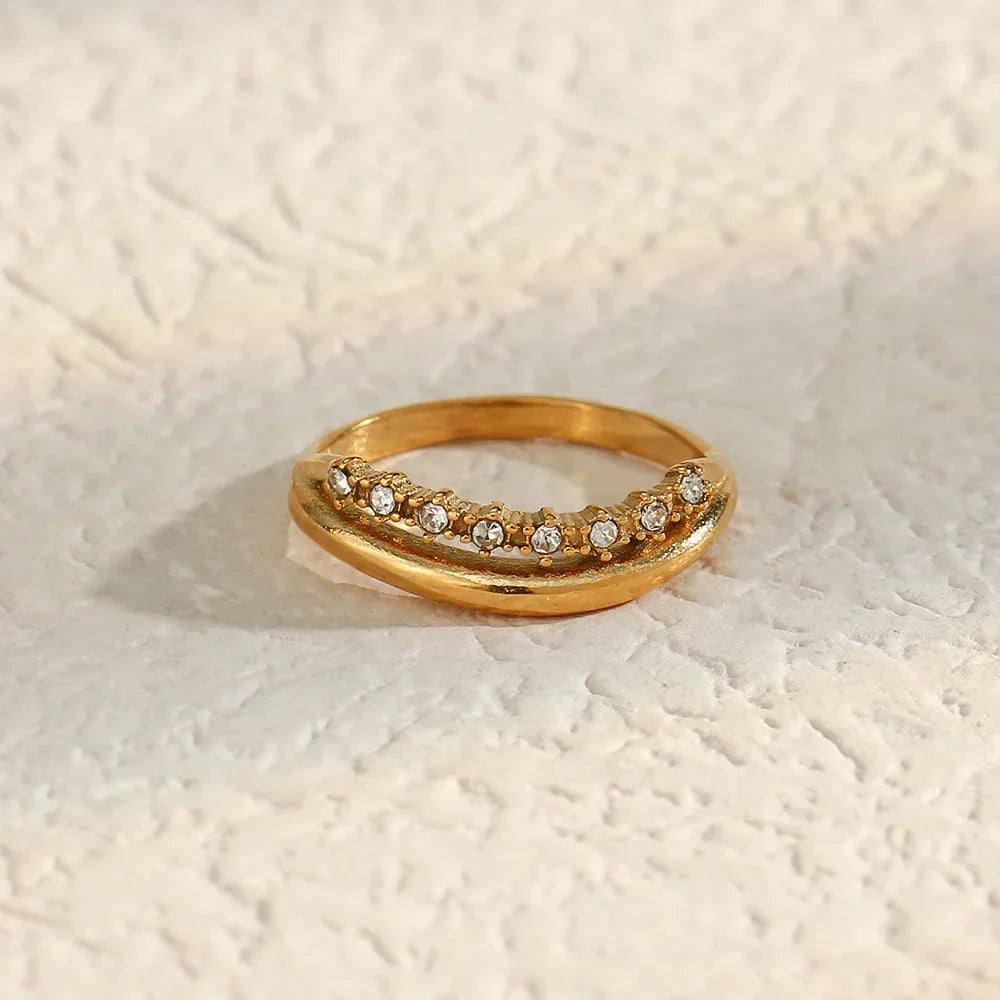 [Echo Fine]Adeline Diamond Simulant Gold Ring