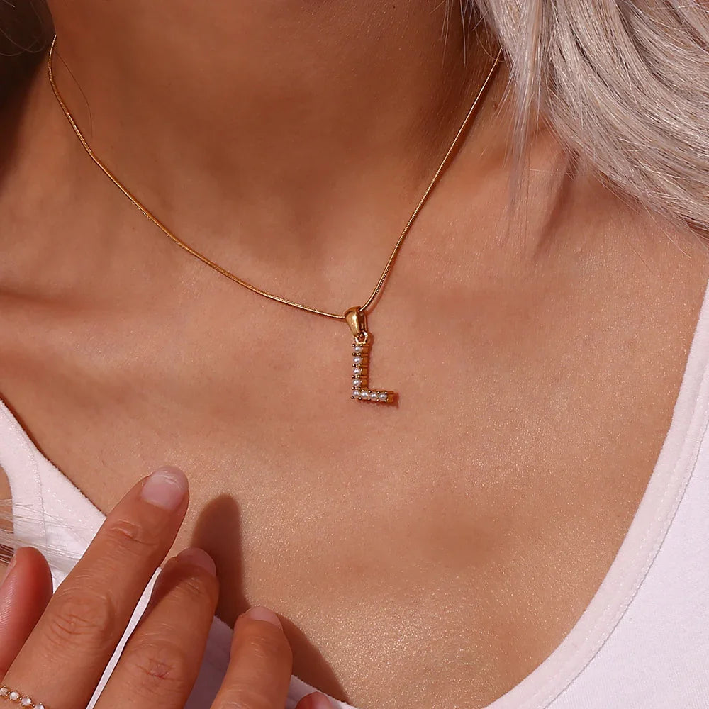 [Echo Fine]Augustine Initial Letter Pearl Necklace