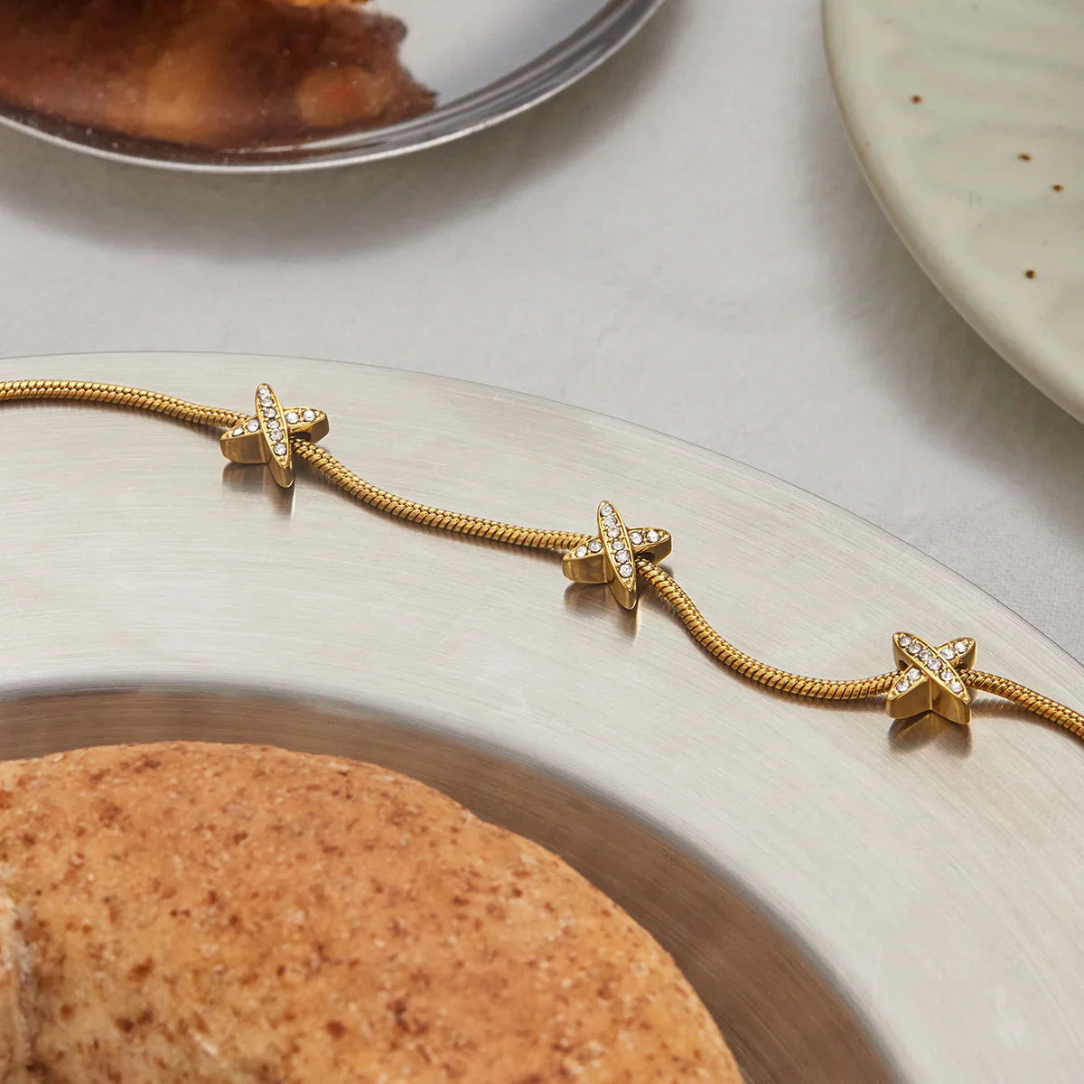 [Echo Fine]Brienne Diamond Cross Herringbone Bracelet