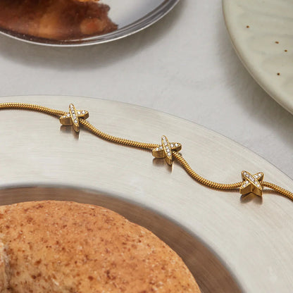 [Echo Fine]Brienne Diamond Cross Herringbone Bracelet