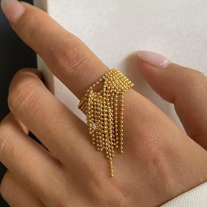 [Echo Fine]Krystelle Gold Tassel Ring