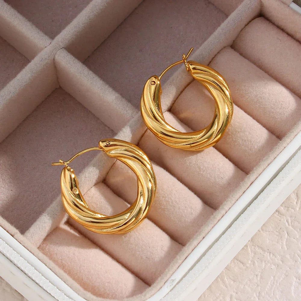 [Echo Fine]Denisse Twisted Hoop Earrings
