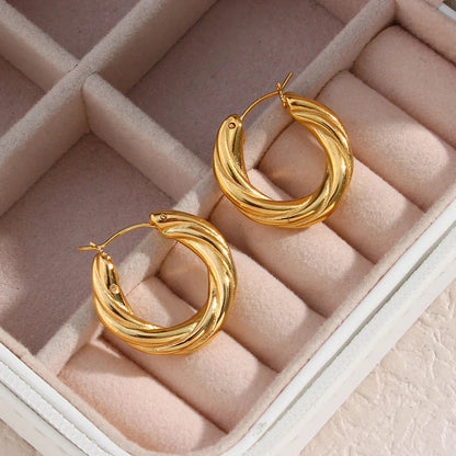 [Echo Fine]Denisse Twisted Hoop Earrings
