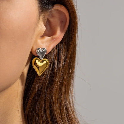 [Echo Fine]Zofia Two Tone Heart Earrings