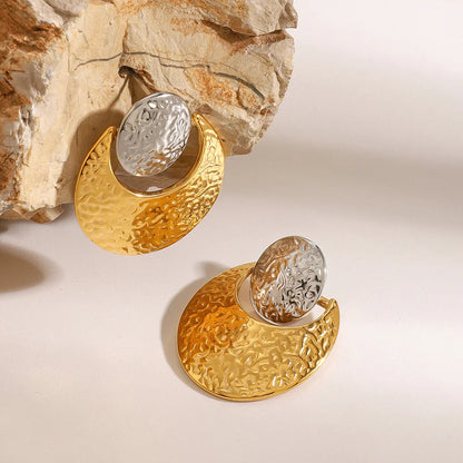 [Echo Fine]Shelly Two Tone Crescent Earrings
