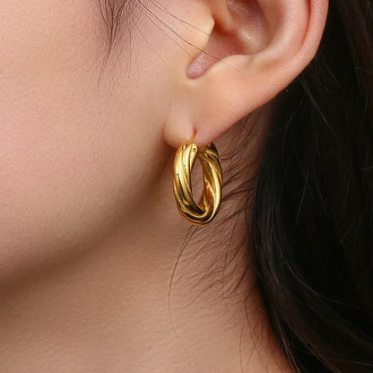 [Echo Fine]Denisse Twisted Hoop Earrings