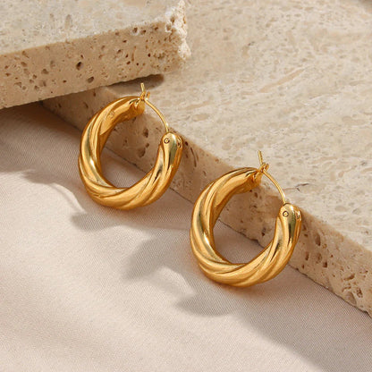 [Echo Fine]Denisse Twisted Hoop Earrings