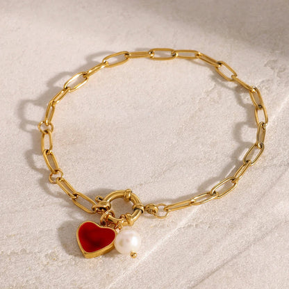 [Echo Fine]Nerissa Heart Chain Pearl Bracelet