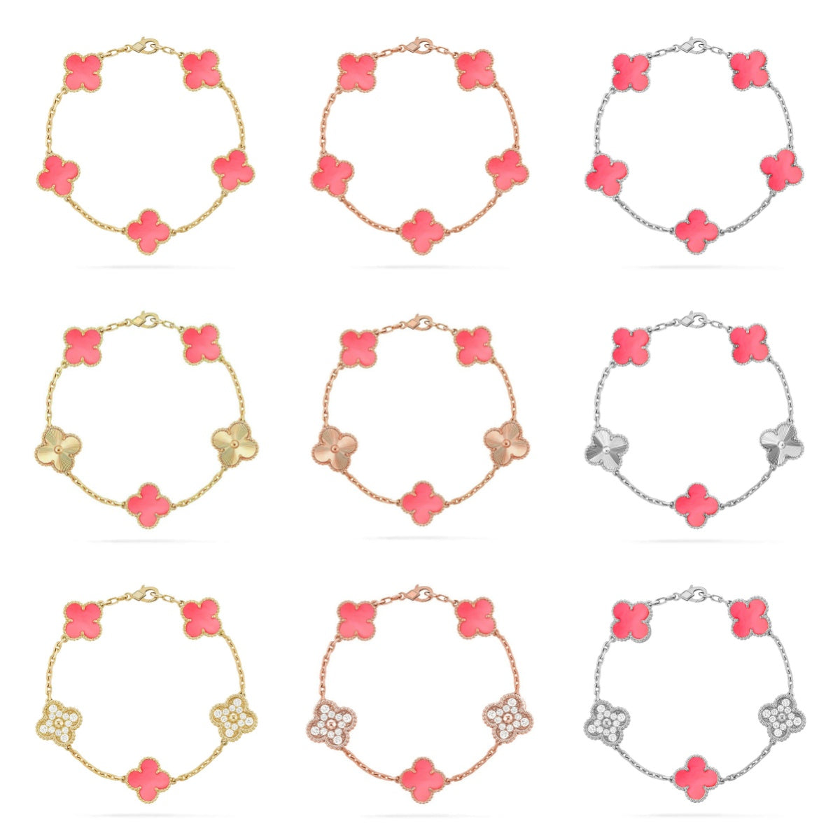 [ECHO ] CLOVER 5 MOTIFS  PINK MOP BRACELET COLLECTION