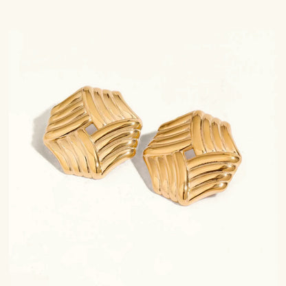 [Echo Fine]Vanessa Criss Cut Gold Earrings