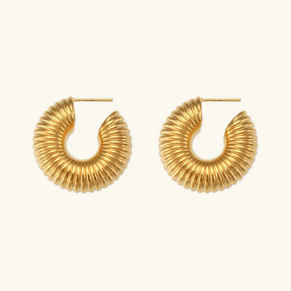 [Echo Fine]Aubrey Textured Gold Hoops