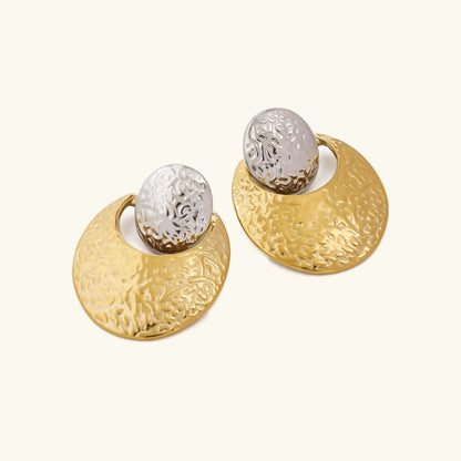 [Echo Fine]Shelly Two Tone Crescent Earrings