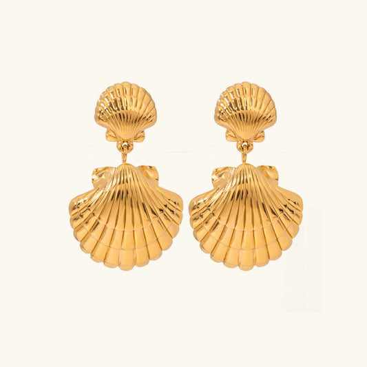 [Echo Fine]Sandy Gold Seashell Earrings