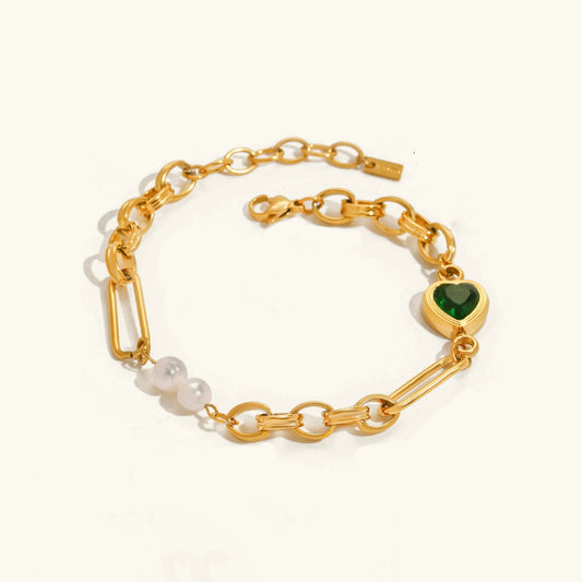 [Echo Fine]Maddison Pearl Chain Gold Bracelet