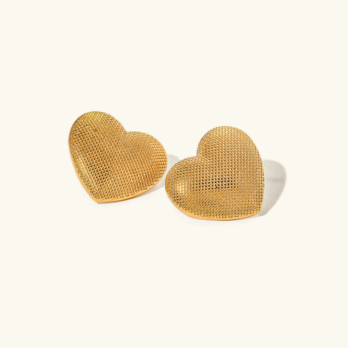 [Echo Fine]Cecelia Textured Heart Earrings