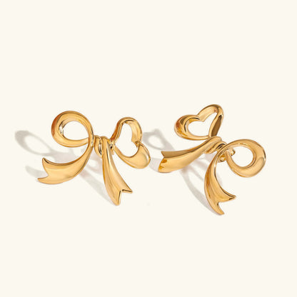 [Echo Fine]Carissa Gold Bowtie Earrings