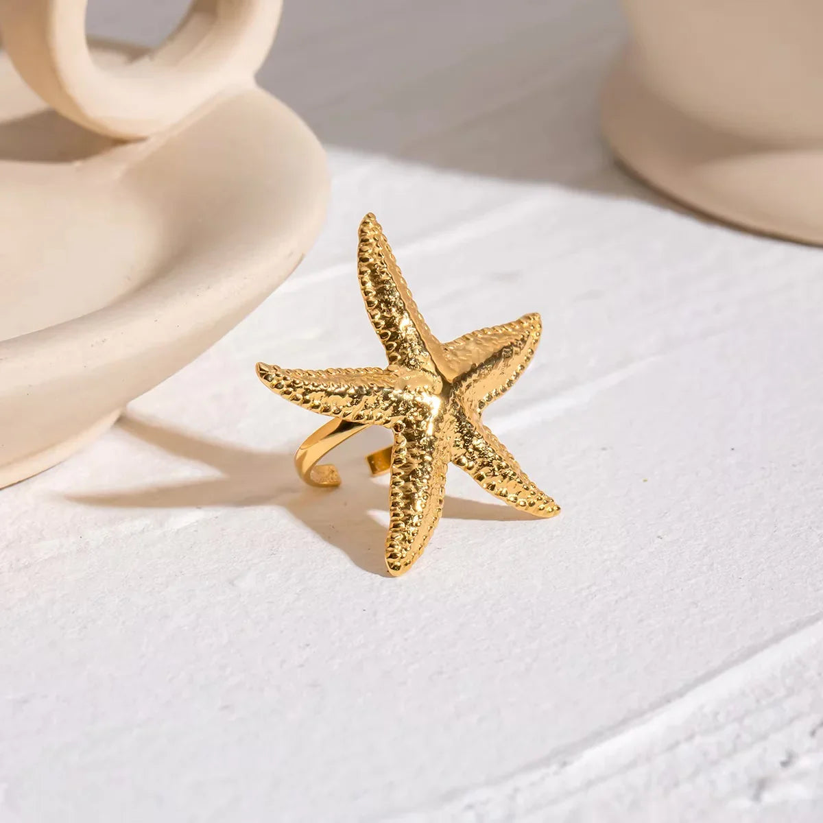 [Echo Fine]Seabreeze Gold Starfish Ring