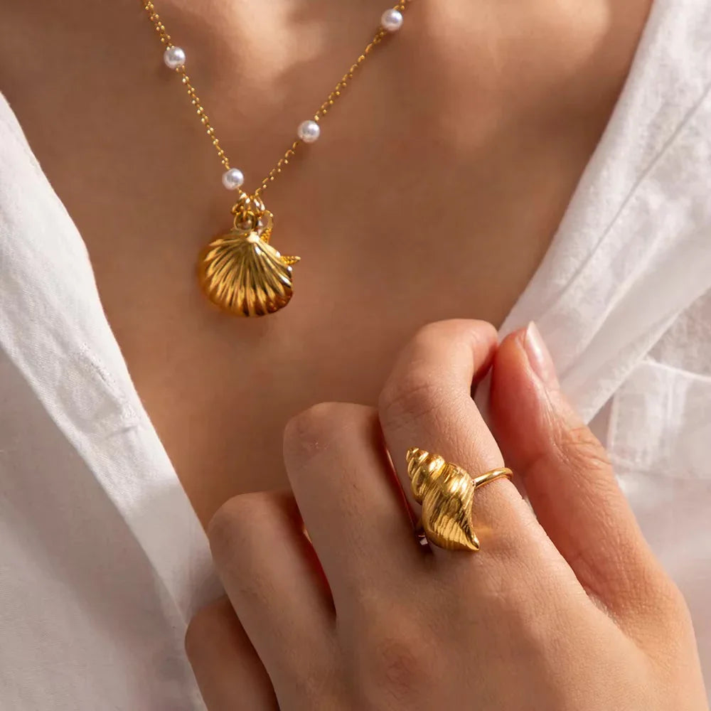 [Echo Fine]Ohana Sea Conch Gold Ring