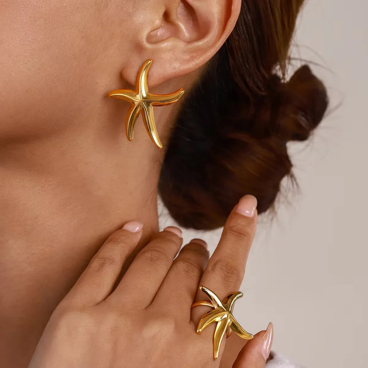 [Echo Fine]Oceanic Gold Starfish Ring
