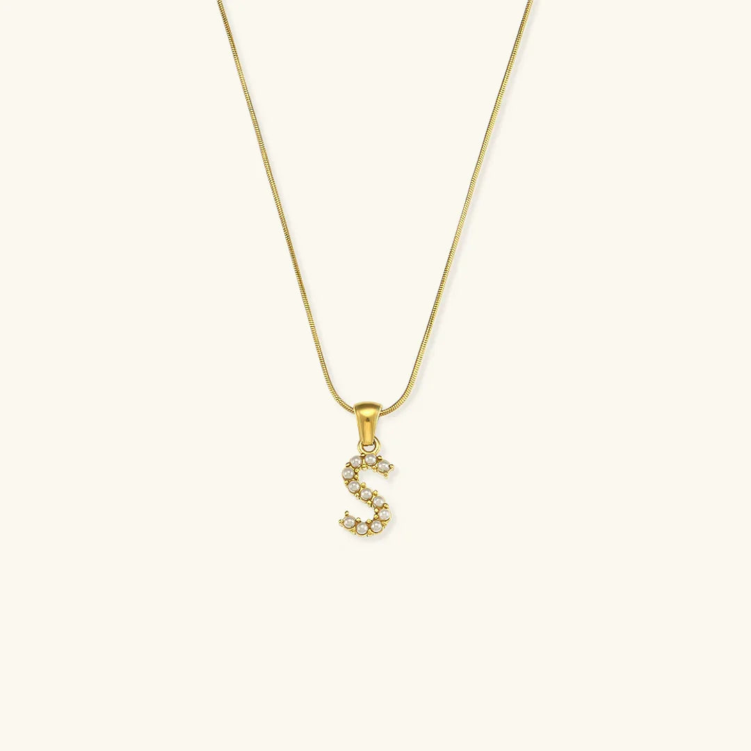 [Echo Fine]Augustine Initial Letter Pearl Necklace