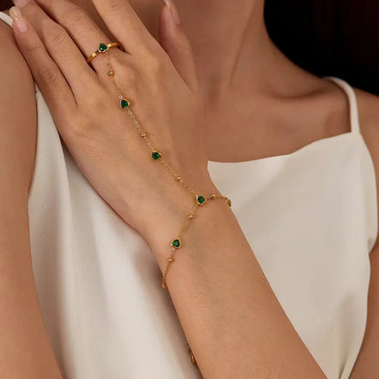 [Echo Fine]Gladys Emerald Heart Hand Chain