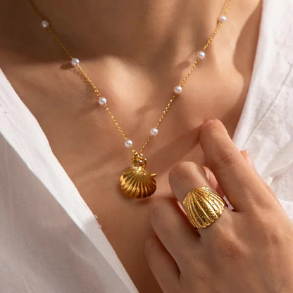 [Echo Fine]Aloha Gold Seashell Ring