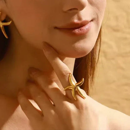 [Echo Fine]Oceanic Gold Starfish Ring