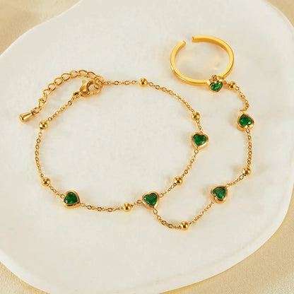 [Echo Fine]Gladys Emerald Heart Hand Chain